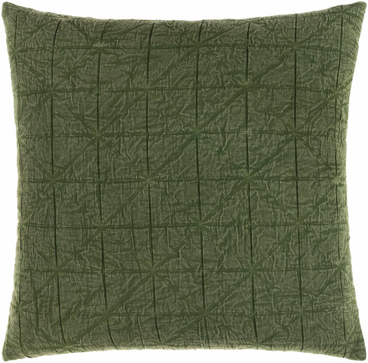 Kiho Olive Textured Grid Throw Pillow - Clearance-0