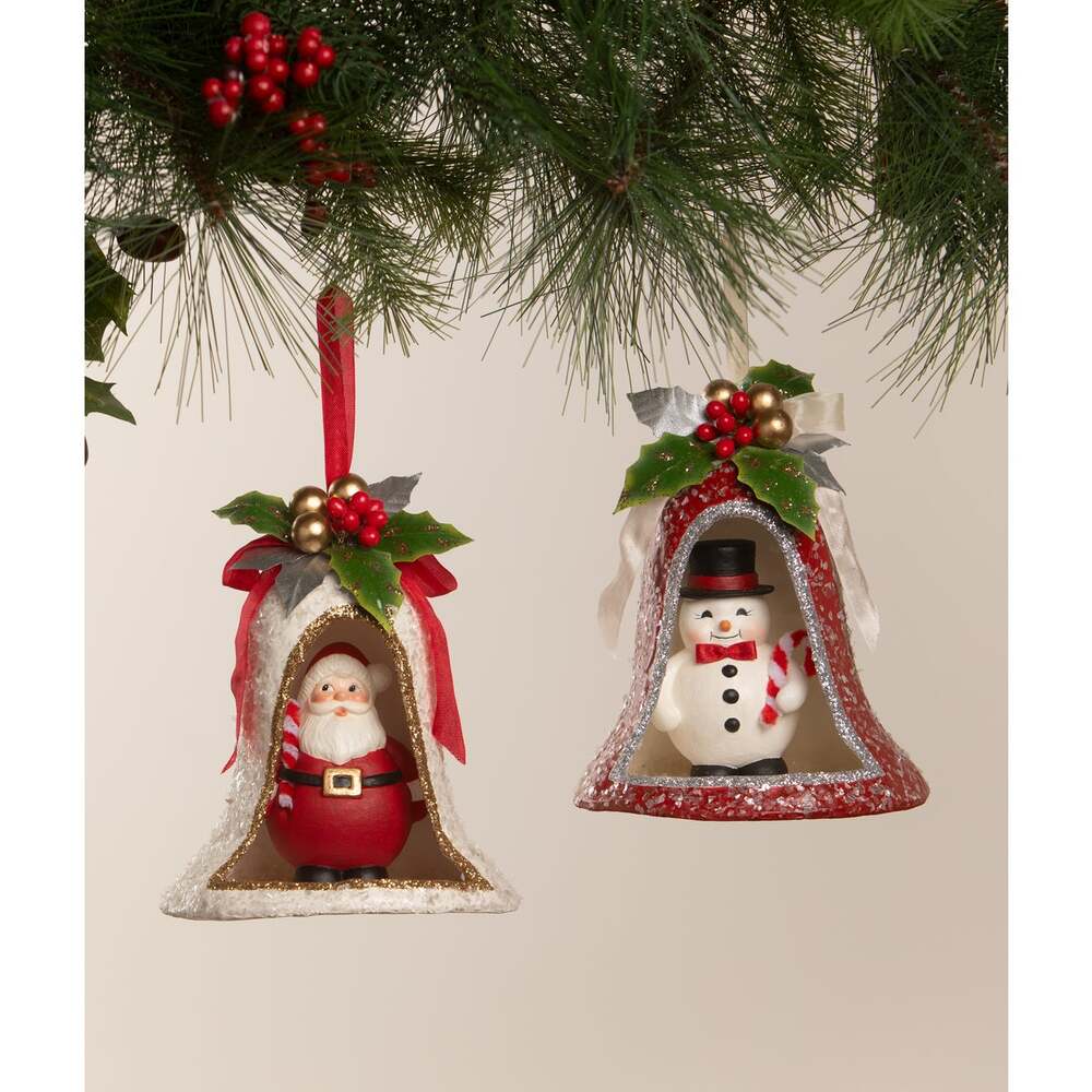 6" Kitschmas Snowman in Bell by Bethany Lowe Designs-3
