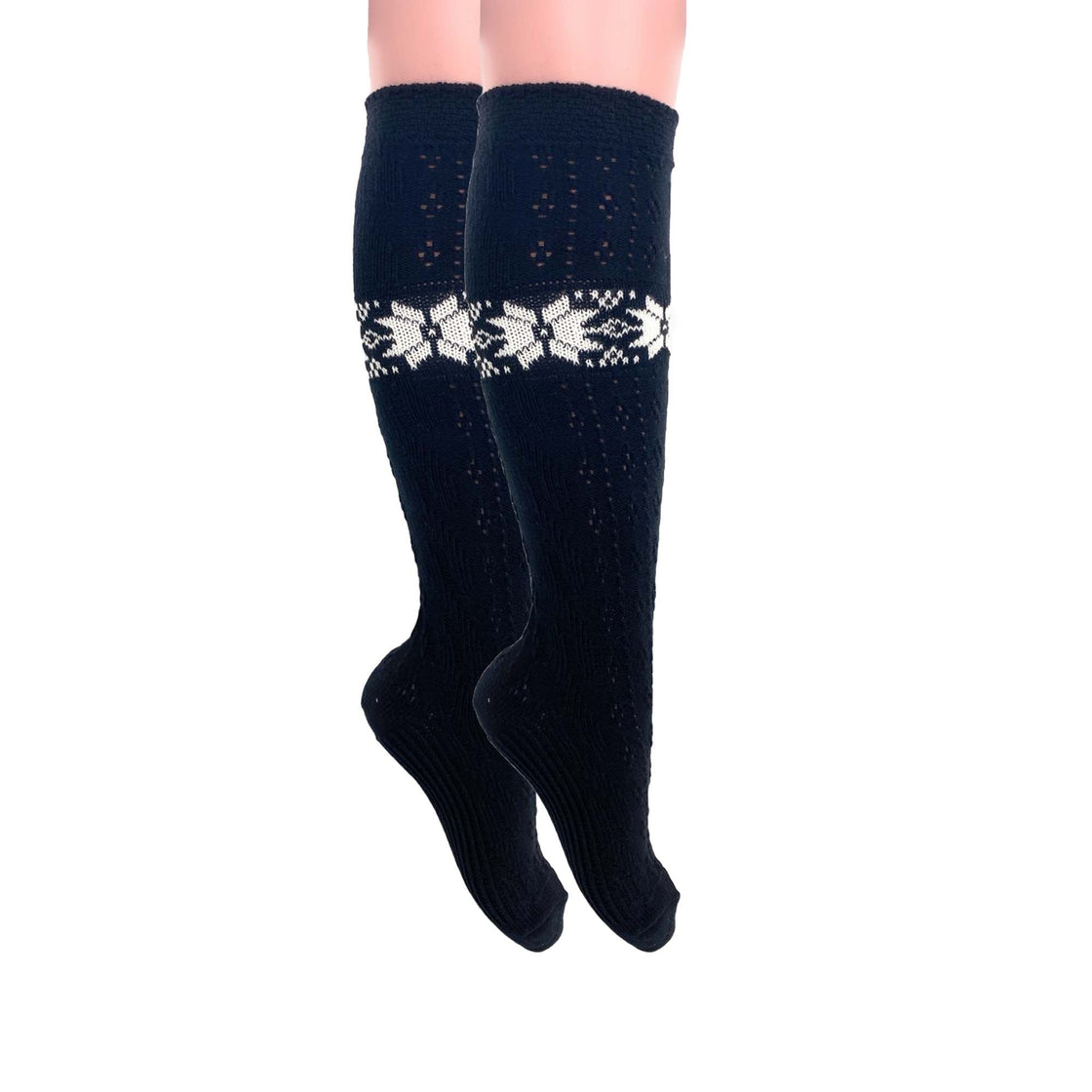 1 Pair Women’s Cotton Knee-High Knitted Lace Socks – Soft, Elegant & Breathable – Size 5-10-0