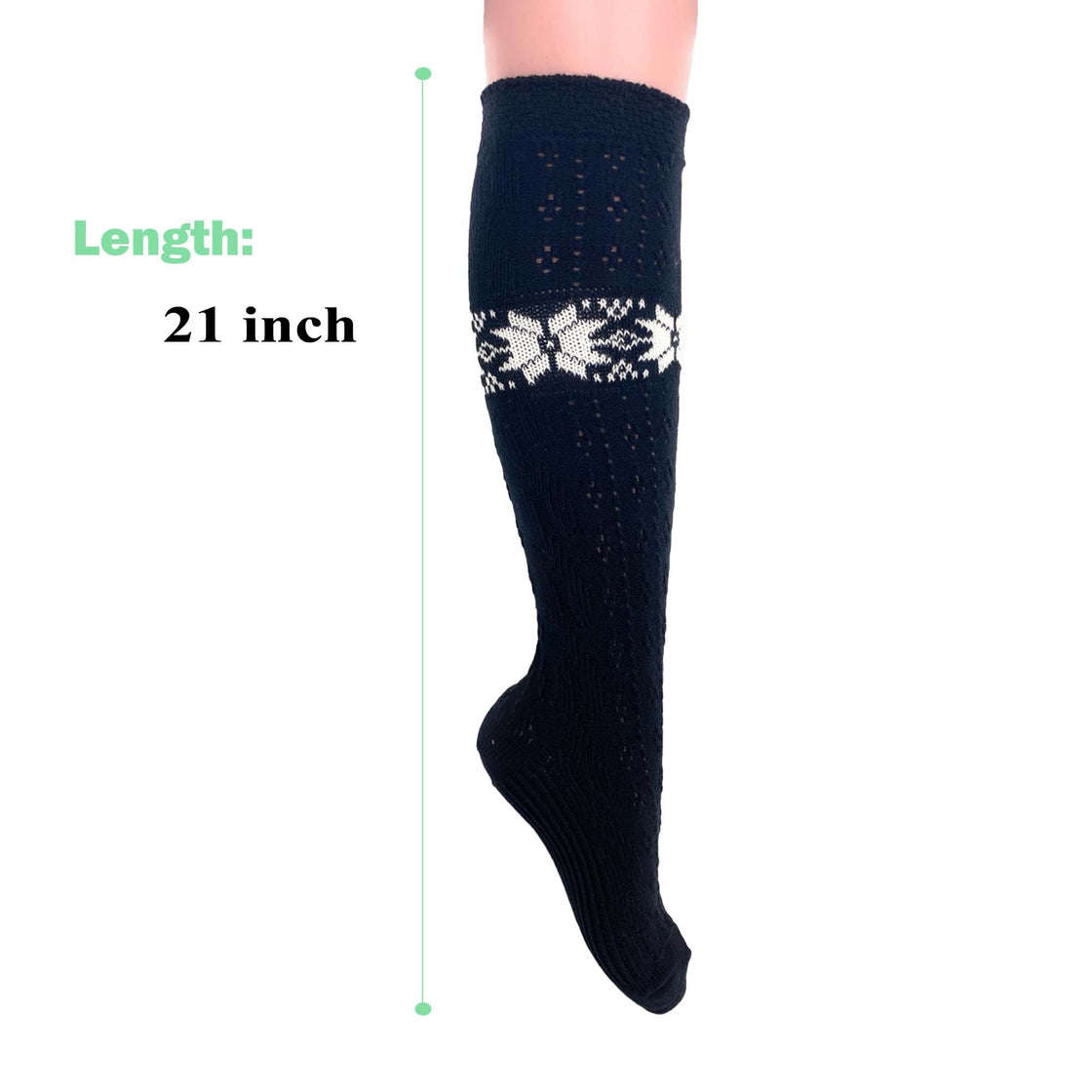 1 Pair Women’s Cotton Knee-High Knitted Lace Socks – Soft, Elegant & Breathable – Size 5-10-3