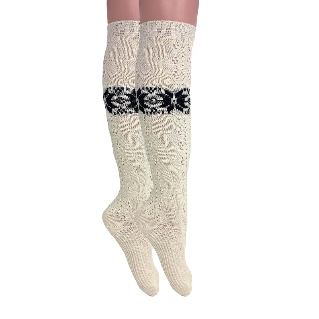 1 Pair Women’s Cotton Knee-High Knitted Lace Socks – Soft, Elegant & Breathable – Size 5-10-1
