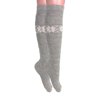 1 Pair Women’s Cotton Knee-High Knitted Lace Socks – Soft, Elegant & Breathable – Size 5-10-2
