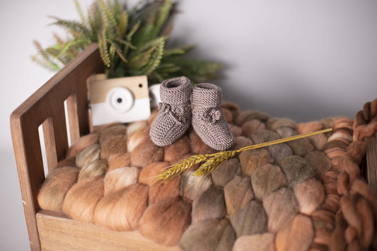 Hand Knitted Baby Wool Bootie Socks for Newborn and 0 to 12 Month Babies-0