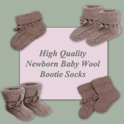 Hand Knitted Baby Wool Bootie Socks for Newborn and 0 to 12 Month Babies-3