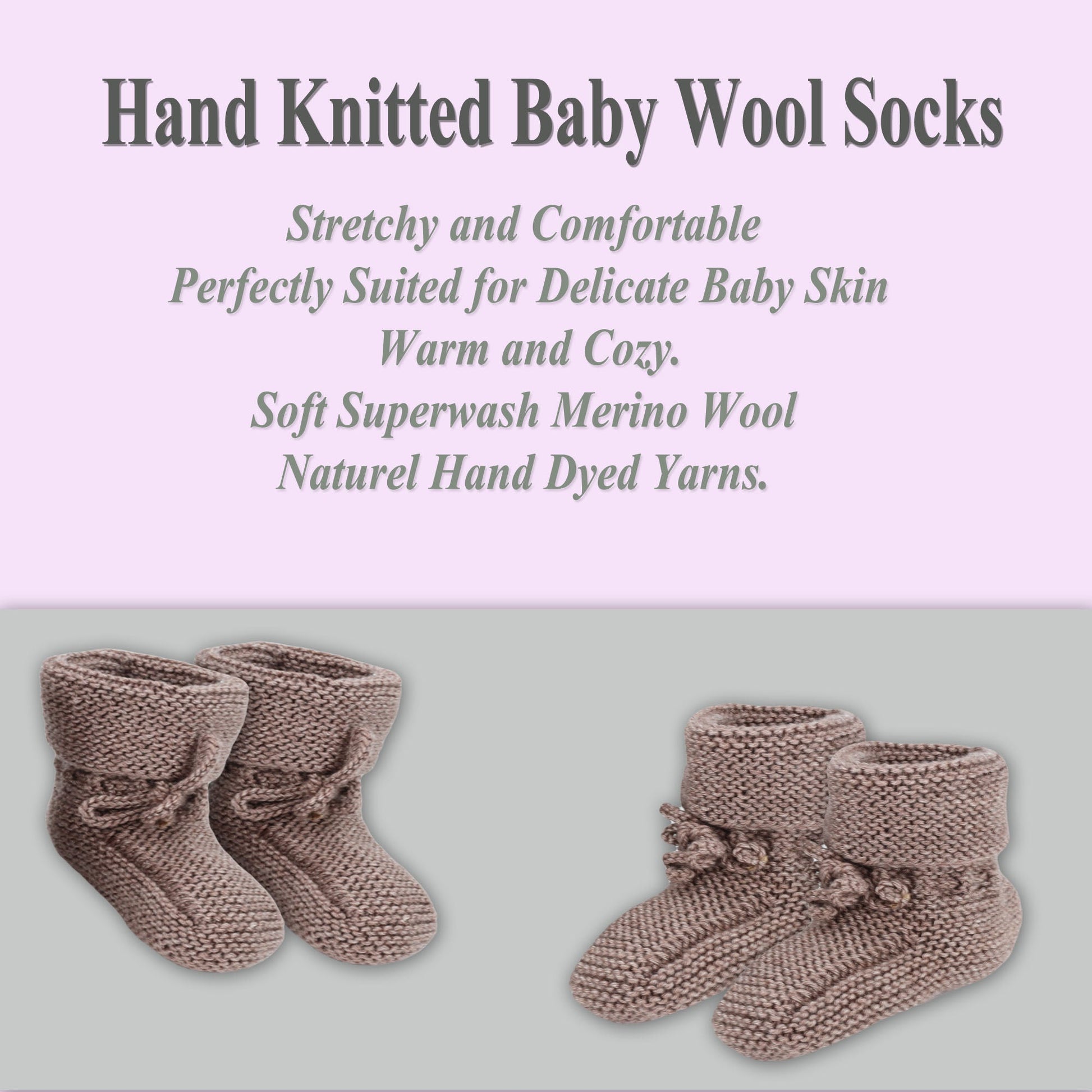 Hand Knitted Baby Wool Bootie Socks for Newborn and 0 to 12 Month Babies-1