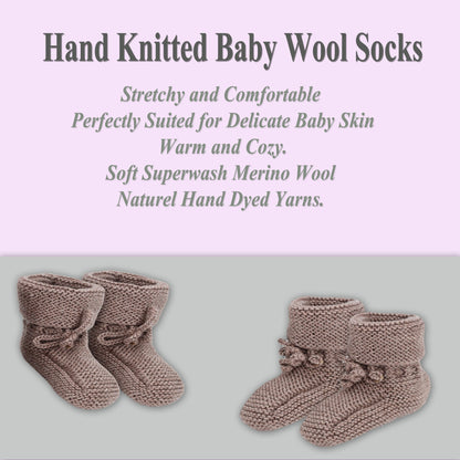 Hand Knitted Baby Wool Bootie Socks for Newborn and 0 to 12 Month Babies-1