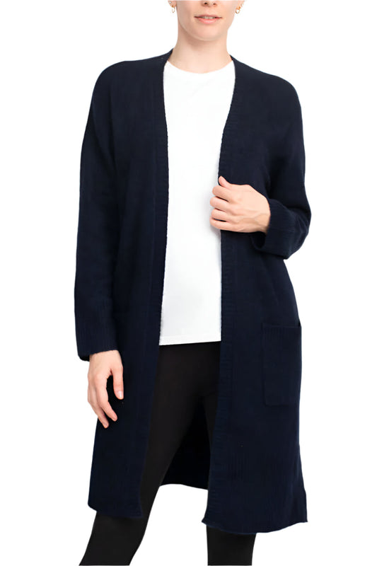 Velvet Heart Open Front Long Sleeve Ribbed Cuffs and Hem Knit Jacket with Pockets-0