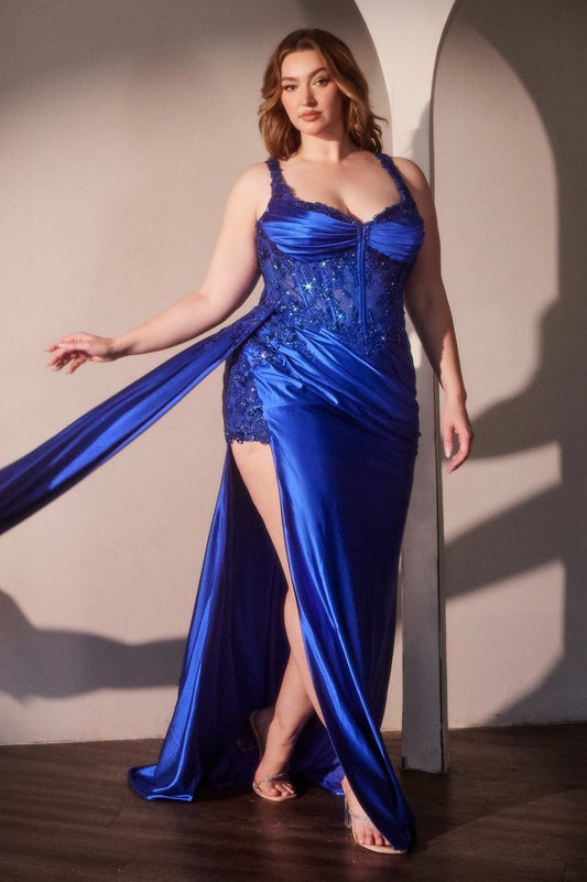 Satin Fitted Embellished Body Dress-0