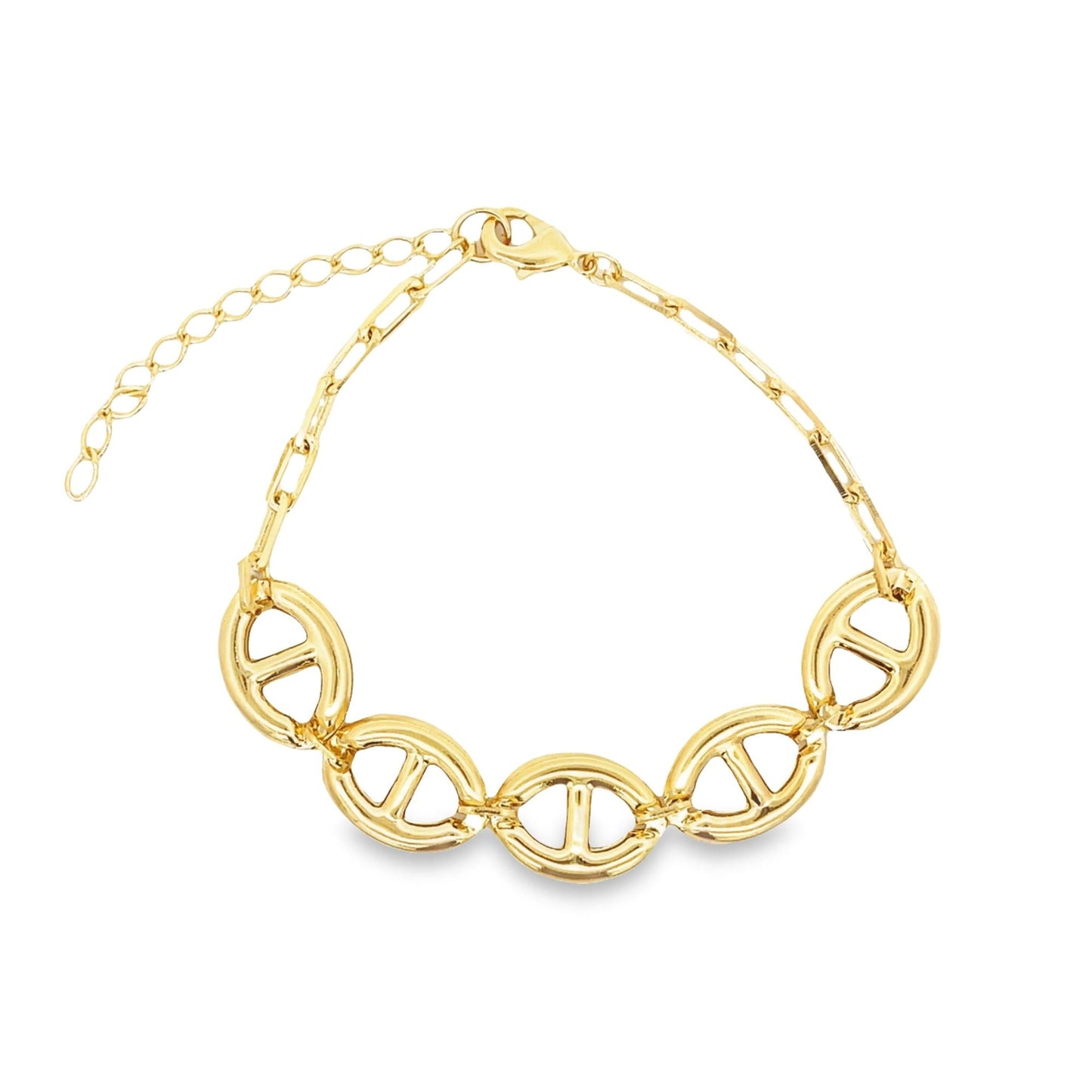 3mm Wide Puffy Light weight Mariner Link Bracelet (H202)(I558)-0