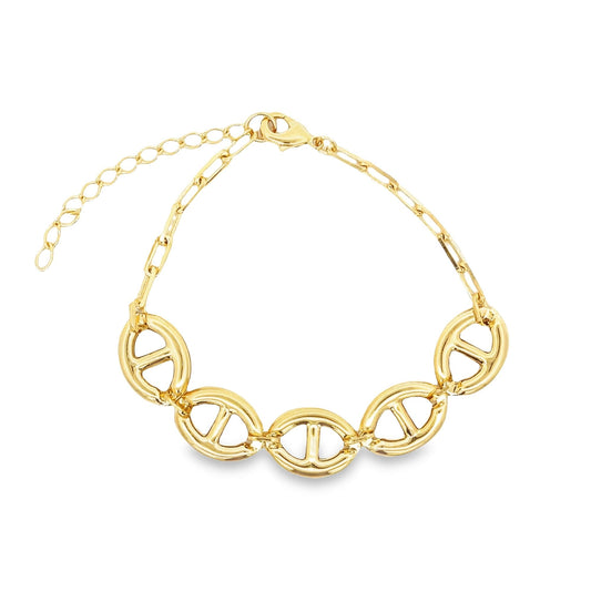 3mm Wide Puffy Light weight Mariner Link Bracelet (H202)(I558)-0