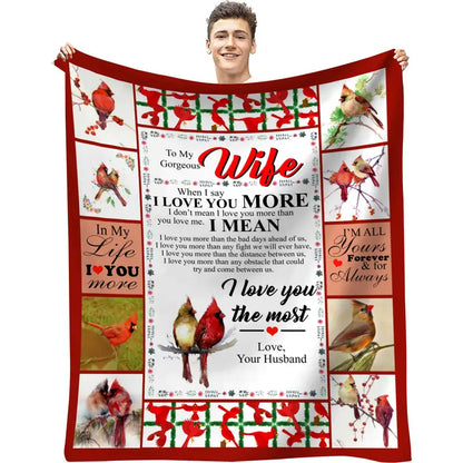 Flannel Bird Blanket for Wife - Warm Cozy Throw