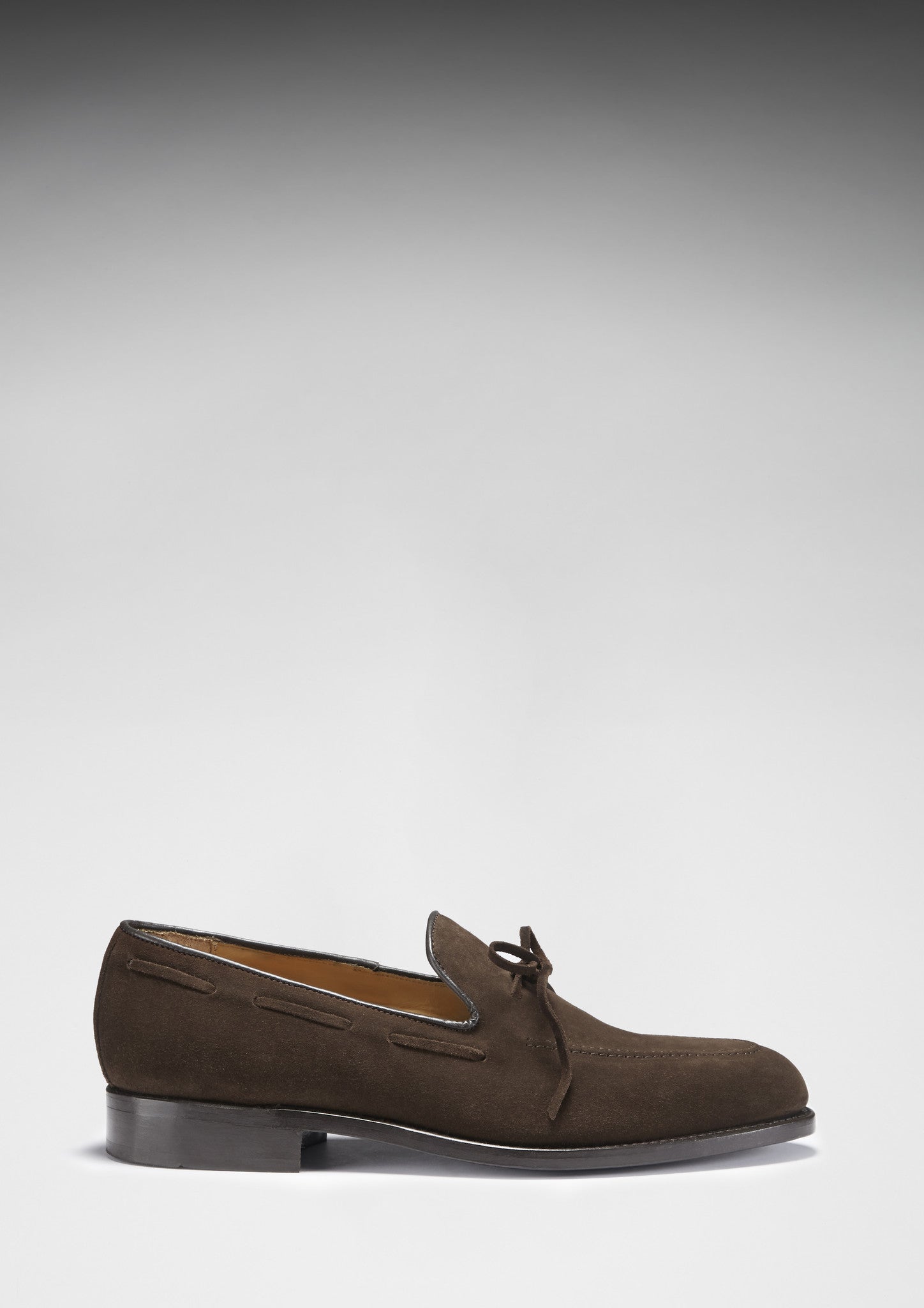 Brown Suede Goodyear Welted Laced Loafers-2