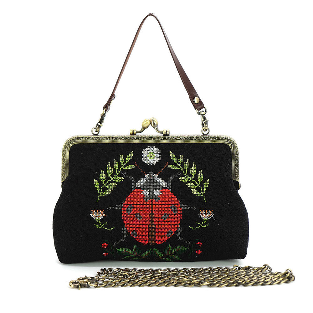 Ladybug Vintage-Inspired Kisslock Handbag-1