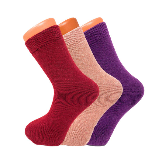 3 Pairs Women’s Thermal Wool Crew Socks – Cozy & Warm Winter Socks – Soft & Breathable – Size 5-7-0
