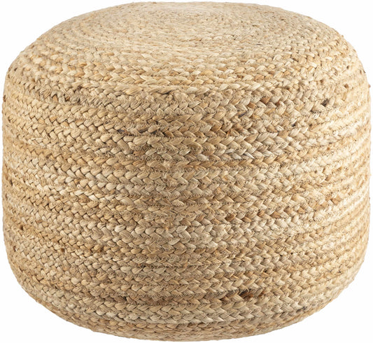 Lavertezzo Brick Red Knitted Beige Cotton Pouf-0