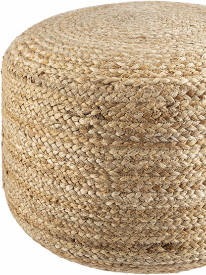 Lavertezzo Brick Red Knitted Beige Cotton Pouf-2