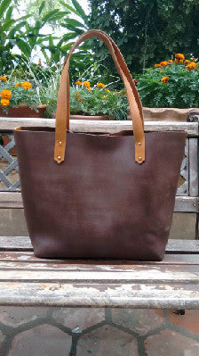 Distressed Large Leather Tote Bag-0