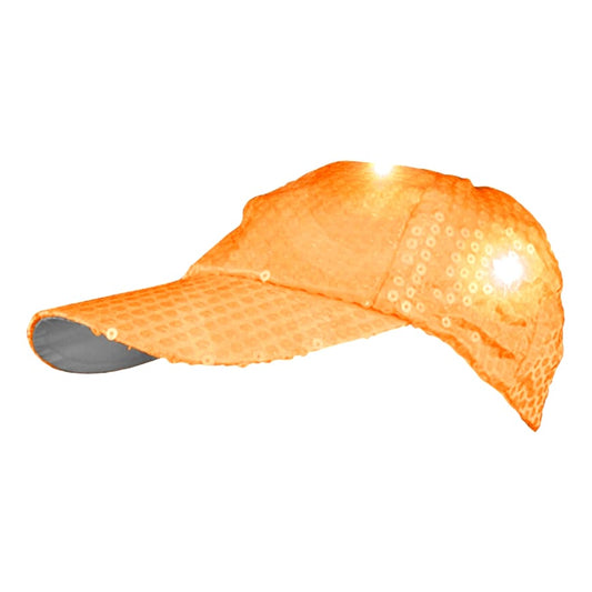 LED Sequined Baseball Hat Orange-0