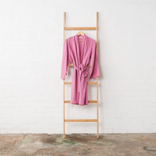 Linen Bathrobe - Fuchsia-0
