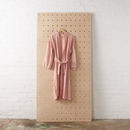 Linen Bathrobe - Pink (Long)-0