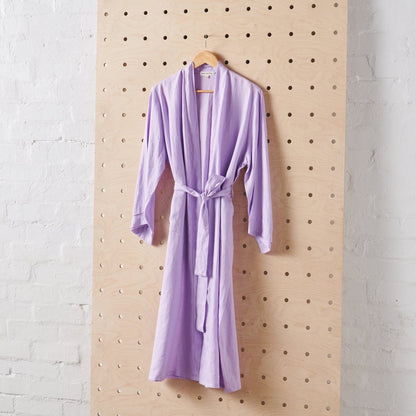 Long Linen Bathrobe in Purple-2
