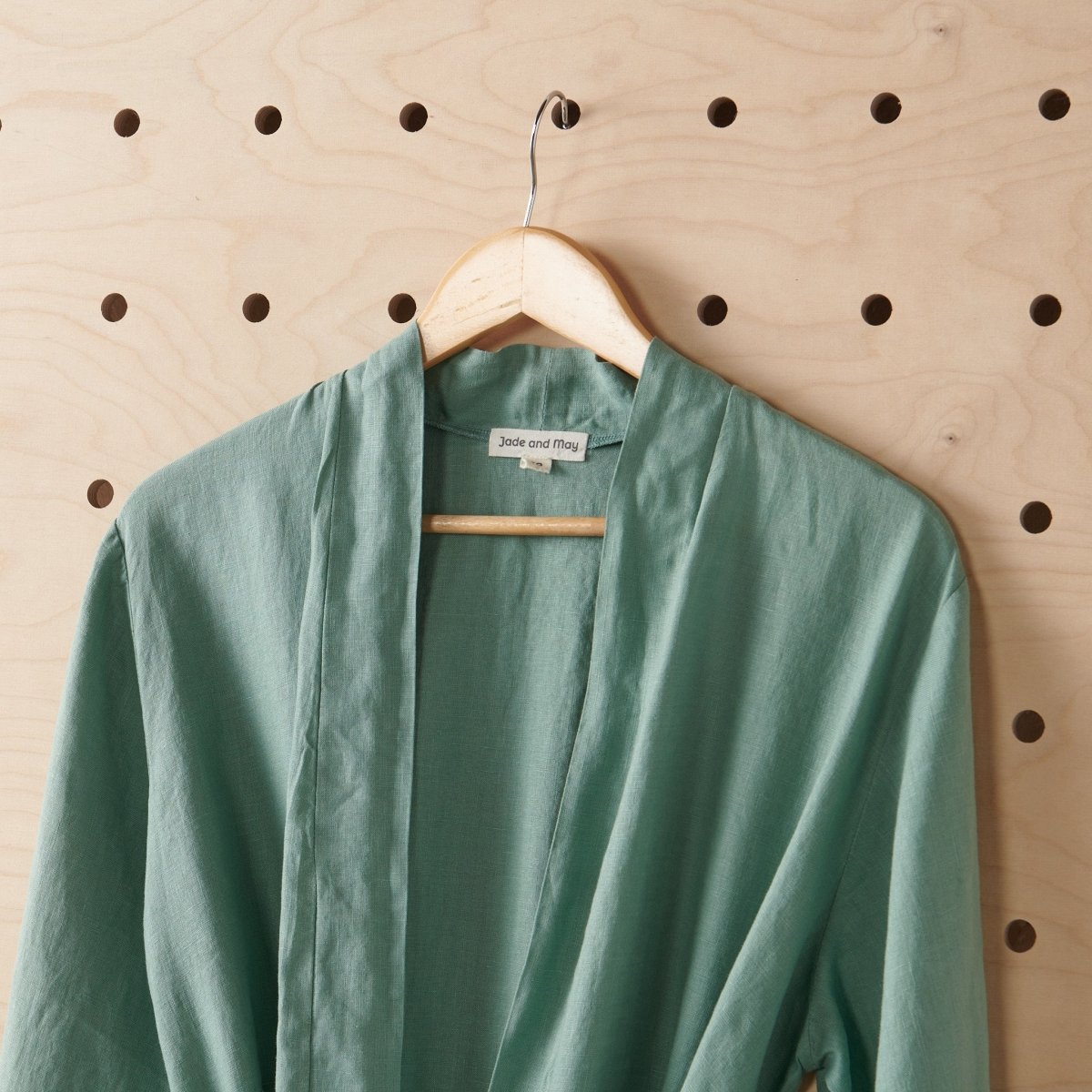 Linen Bathrobe - Sage Green (Long)-2