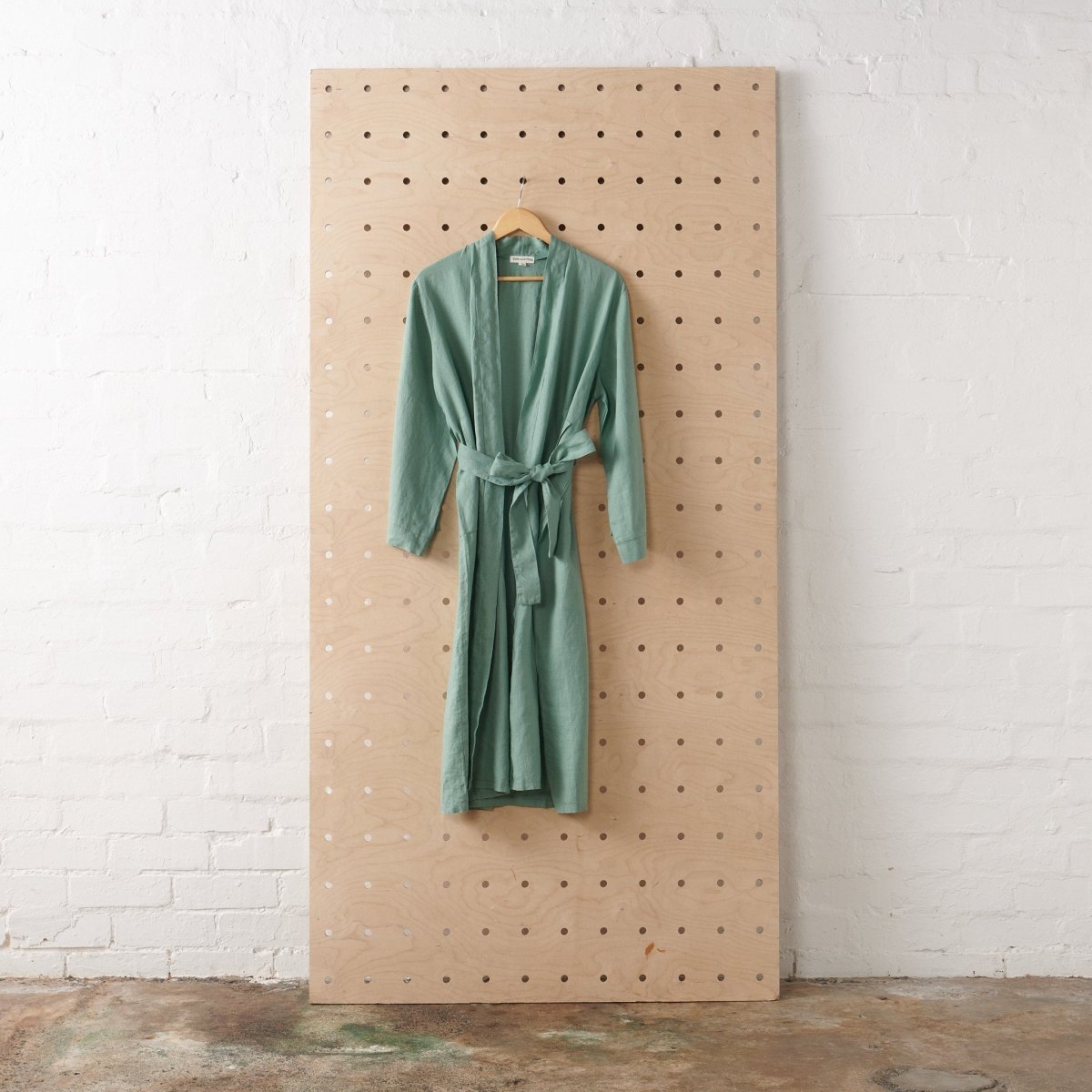 Linen Bathrobe - Sage Green (Long)-0