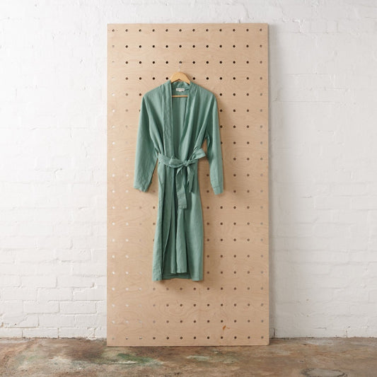 Linen Bathrobe - Sage Green (Long)-0