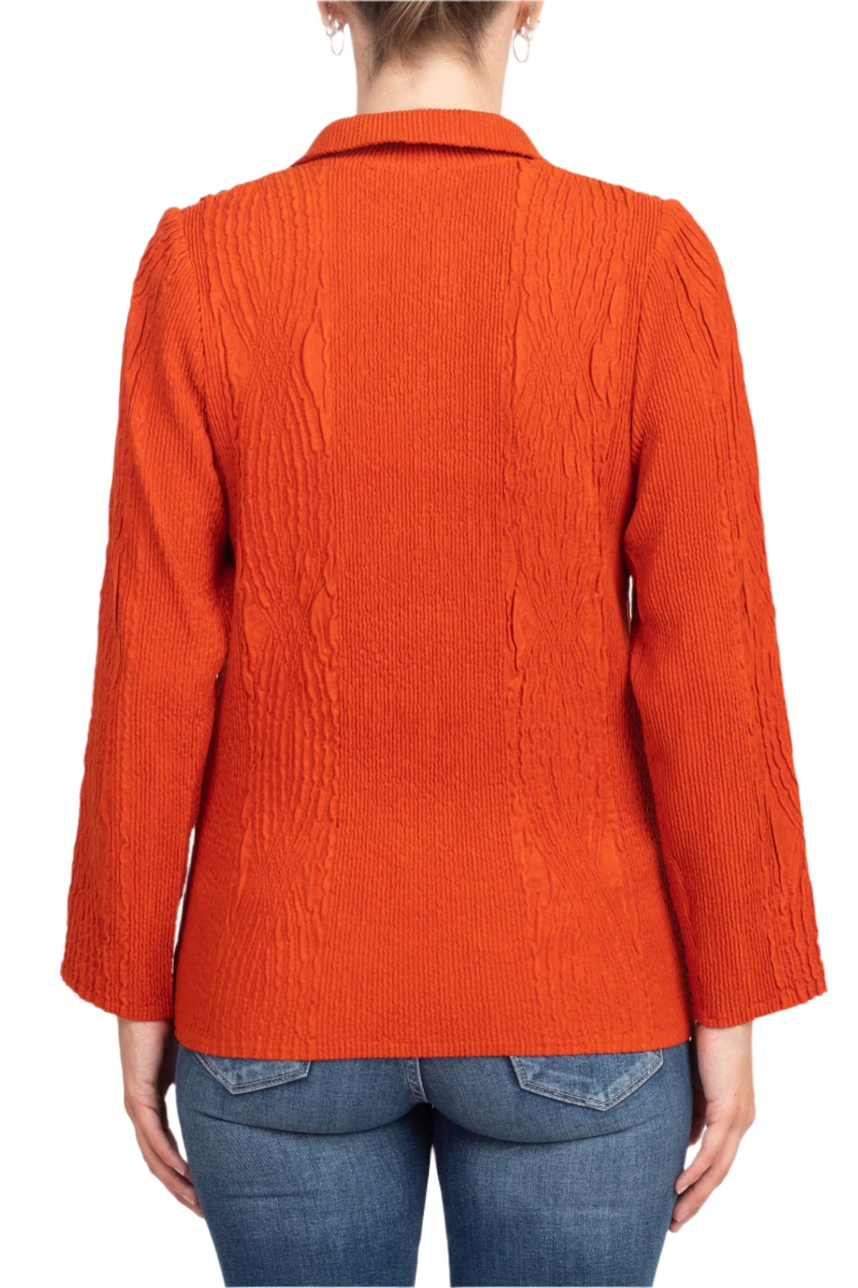 Flair Notched Collar Long Sleeve 2 Button Closure Solid Textured Jacket-2