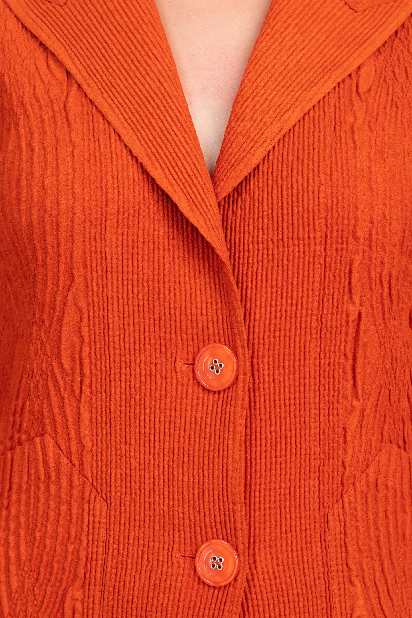 Flair Notched Collar Long Sleeve 2 Button Closure Solid Textured Jacket-3