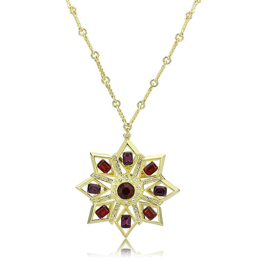 LO1301 - Gold Brass Chain Pendant with Top Grade Crystal  in Multi Color-0