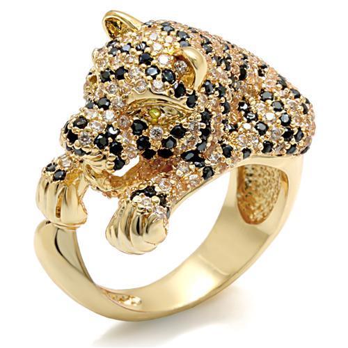 LO1480 - Imitation Gold Brass Ring with Synthetic Synthetic Glass in Peridot-0