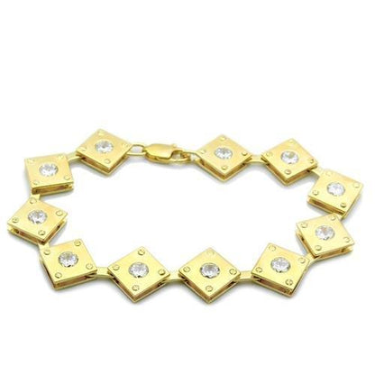 LO2017 - Matte Gold & Gold Brass Bracelet with AAA Grade CZ  in Clear-0