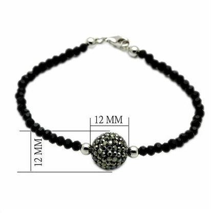 LO2048 - Rhodium + Ruthenium Brass Bracelet with Top Grade Crystal  in Jet-1