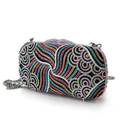LO2365 - Imitation Rhodium White Metal Clutch with Top Grade Crystal  in Multi Color-1