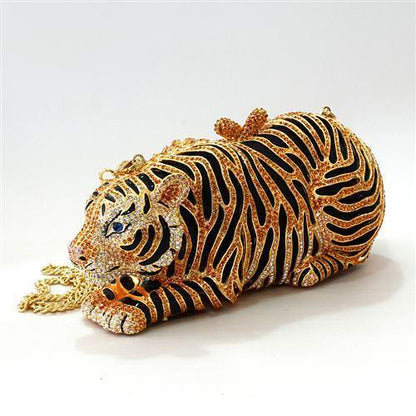 LO2371 - Gold White Metal Clutch with Top Grade Crystal  in Multi Color-1