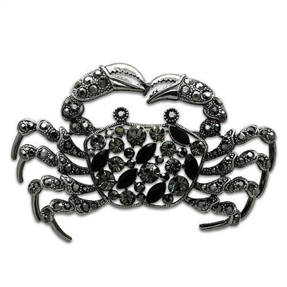 LO2392 - Imitation Rhodium White Metal Brooches with Top Grade Crystal  in Jet-0
