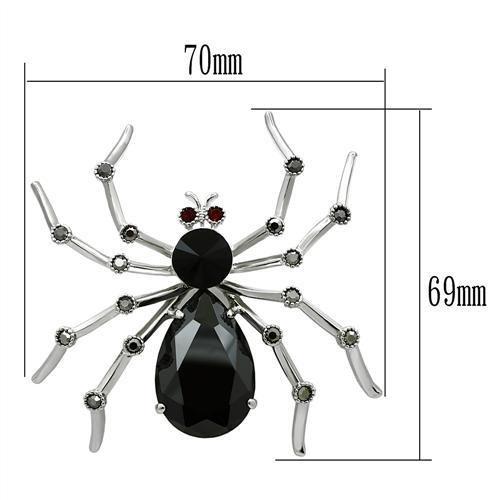 LO2397 - Imitation Rhodium White Metal Brooches with AAA Grade CZ  in Jet-1