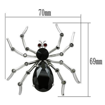 LO2397 - Imitation Rhodium White Metal Brooches with AAA Grade CZ  in Jet-1