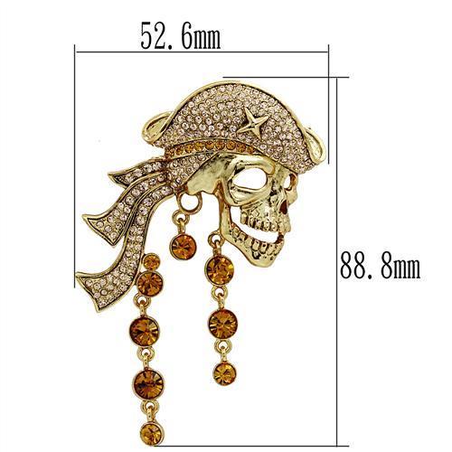 LO2415 - Gold White Metal Brooches with Top Grade Crystal  in Multi Color-1