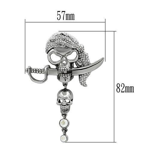 LO2417 - Imitation Rhodium White Metal Brooches with Top Grade Crystal  in Aurora Borealis (Rainbow Effect)-1