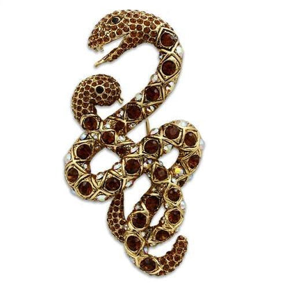 LO2423 - Gold White Metal Brooches with Top Grade Crystal  in Multi Color-0