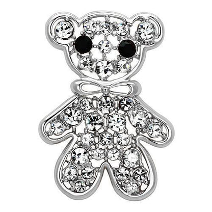LO2791 - Imitation Rhodium White Metal Brooches with Top Grade Crystal  in Clear-0