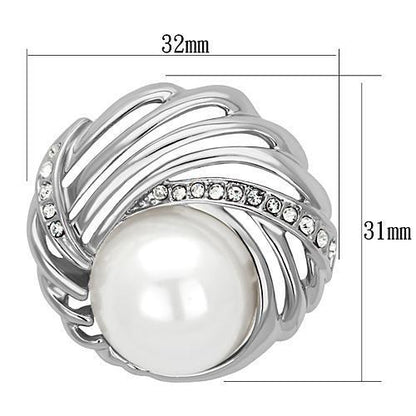 LO2866 - Imitation Rhodium White Metal Brooches with Synthetic Pearl in White-1