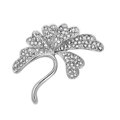 LO2875 - Flash Rose Gold White Metal Brooches with Top Grade Crystal  in Clear-0