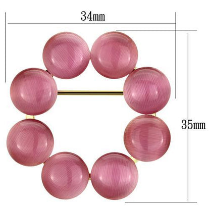 LO2886 - Flash Gold White Metal Brooches with Synthetic Cat Eye in Rose-1