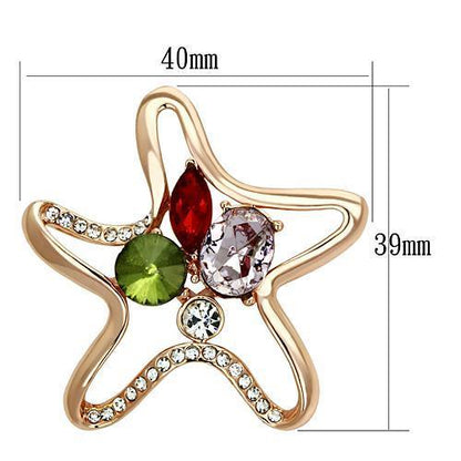 LO2913 - Flash Rose Gold White Metal Brooches with Synthetic Acrylic in Multi Color-1
