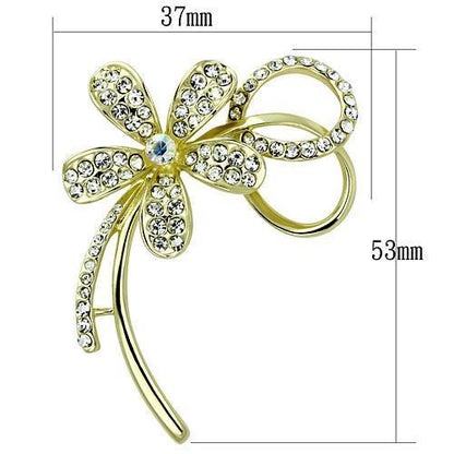 LO2924 - Flash Gold White Metal Brooches with Top Grade Crystal  in Clear-1
