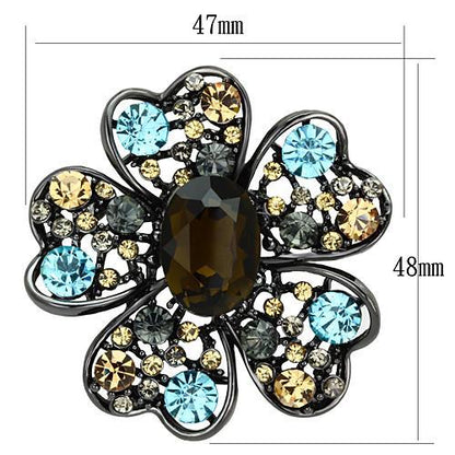 LO2926 - Ruthenium White Metal Brooches with Synthetic Synthetic Glass in Brown-1