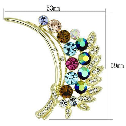 LO2929 - Flash Gold White Metal Brooches with Top Grade Crystal  in Multi Color-1